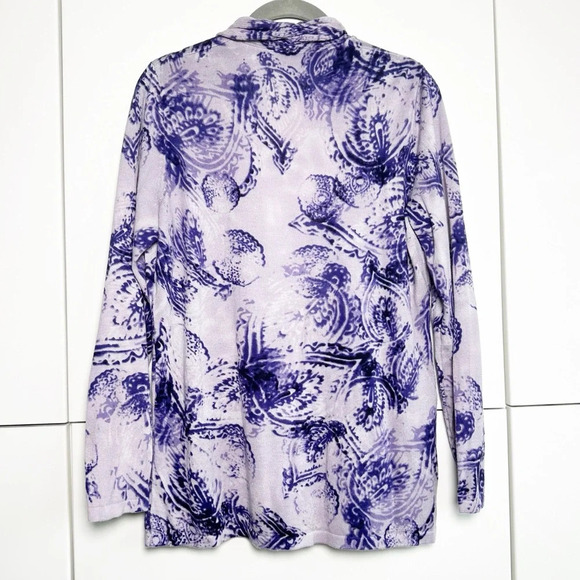 Chico’s Cardigan Lilac Dark Purple Shawl Front Size 1 (Medium) Lightweight Soft - Picture 6 of 8